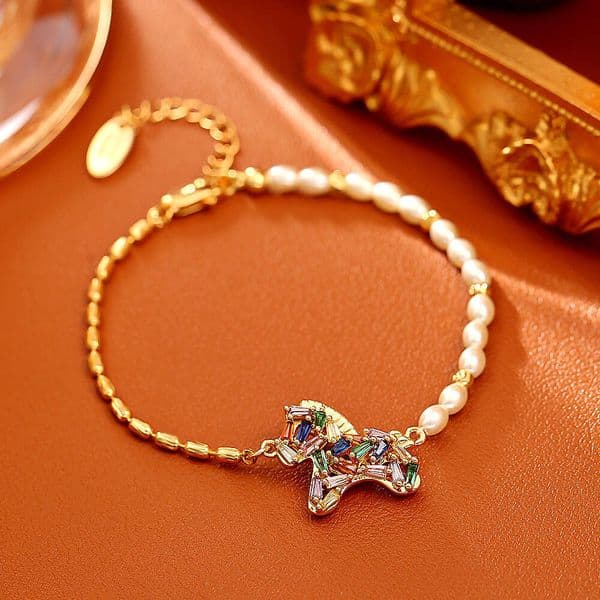 Hot-Selling Dopamine Rainbow Zircon Exquisite Fashion High-End Zodiac Horse Jewelry for Women Internet Celebrity Style Bracelet