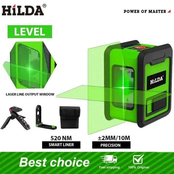 HILDA Meter 2-Line Cross Green Level Horizontal & Vertical Nivel Laser Self-Leveling Men Gift 26H0318