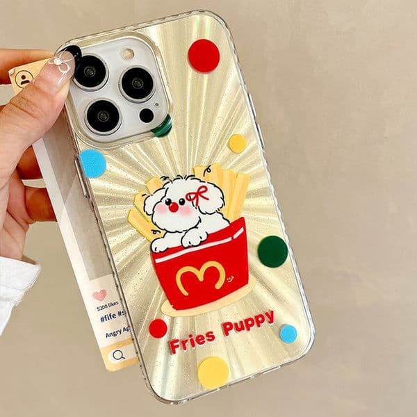 Cartoon Puppy Phone Case For Iphone 16 15 14 13 Pro 12 11 Max Plus 16Pro Dazzle Color 16Promax Phone Case 15Promax Creative 15Pro Cover 14Promax Hard 13Pro 12Pro Shell