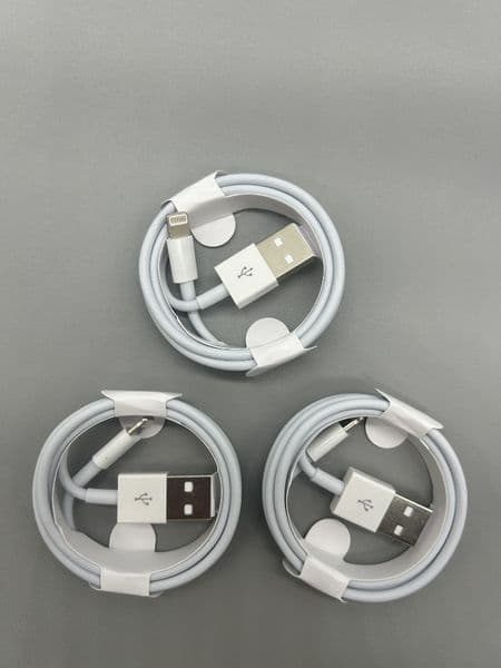 USB-A to Lightning Data Charging Cable 1M 3.3ft Power Cord for iPhone 14 13 12 11 X iPad 2.4A Fast Charge Durable White TPE Sync Wire Bulk Wholesale thumbnail 2