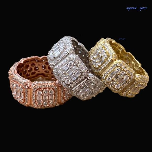 Men's Custom Iced Rapper Fine Jewelry 14K Rose Gold Plated Moissanite Engagement Ring Classic Hip Hop Champion IGI Certified Lab