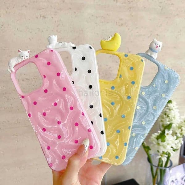 3D Cat Dog Toy Point Cartoon Case for iPhone 17 Air 16 Pro Max 15 Plus 14 Pro 13 12 Pro 11 SE2 SE3 Soft Plicated Phone Cover H260318