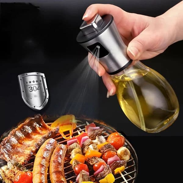 200ML Stainless Steel Oil Spray Bottle Perfect for Kitchen Cooking Air Fryer Bottle Glass Stainless Steel Oil Sprayer 260318BJ
