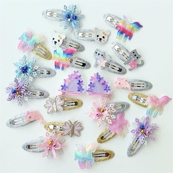 Sound bell double-layer Christmas snowflake unicorn hair accessory BB clip girls' glitter butterfly headpiece ddmyshoesvip ddmyshoesvip