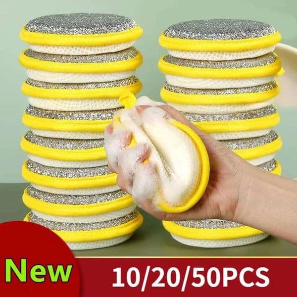 2026 New PCS Double Side Dishwashing Sponge Washing Brush Pan Pot Dish Wash Sponges Household Cleaning Reusable Kitchen Tool Puppyhome Free