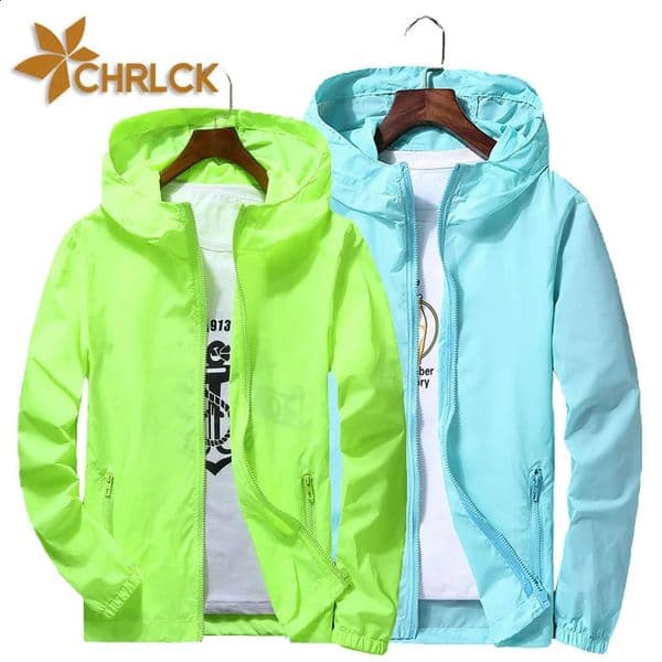 CHRLCK Mens Hiking Camping Breathable Jacket Women Reflective Sun Protection Clothing Unsiex Large Size Outdoor Windbreakers 260318
