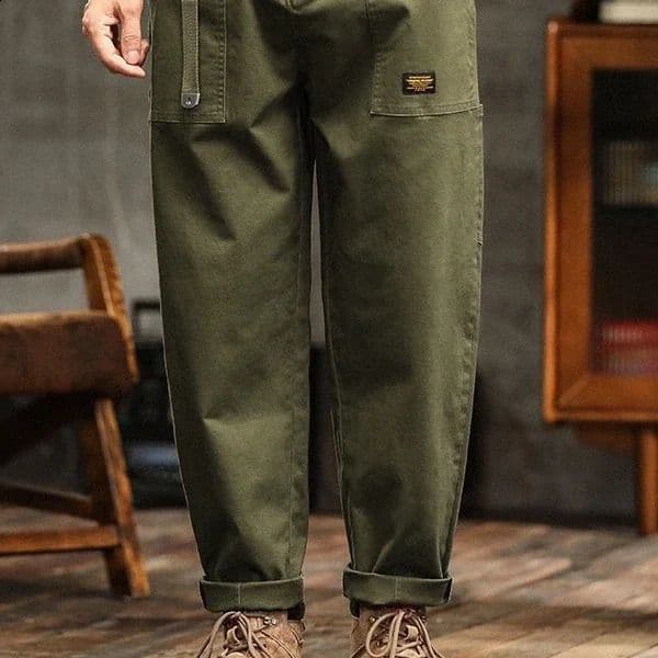 American Casual Trendy Work Pants Mens Thin Retro Loose Straight Trousers 260318