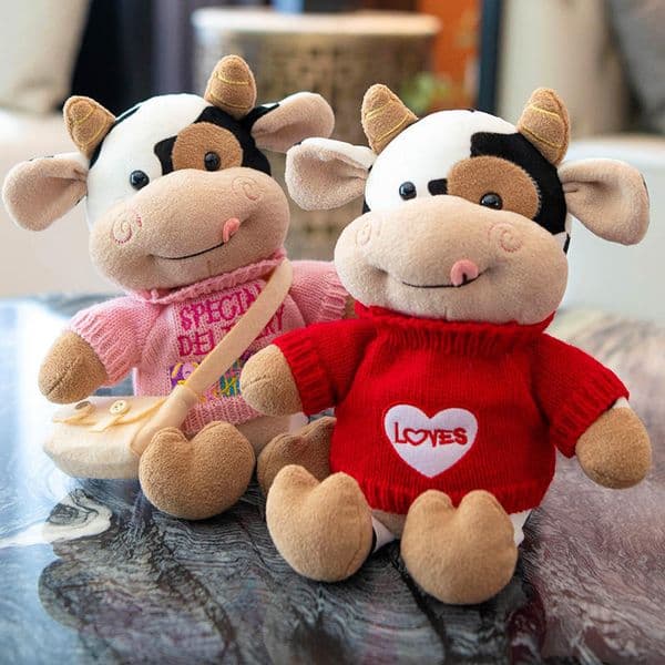 Cute cow doll calf plush toy zodiac cow doll rag doll new year gift girl birthday gift Z260528