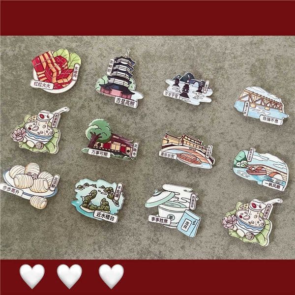 Zhejiang Hangzhou City Magnetic Stickers West Lake Leifeng Pagoda Architectural Attractions Food Souvenirs Refrigerator Magnets L260318