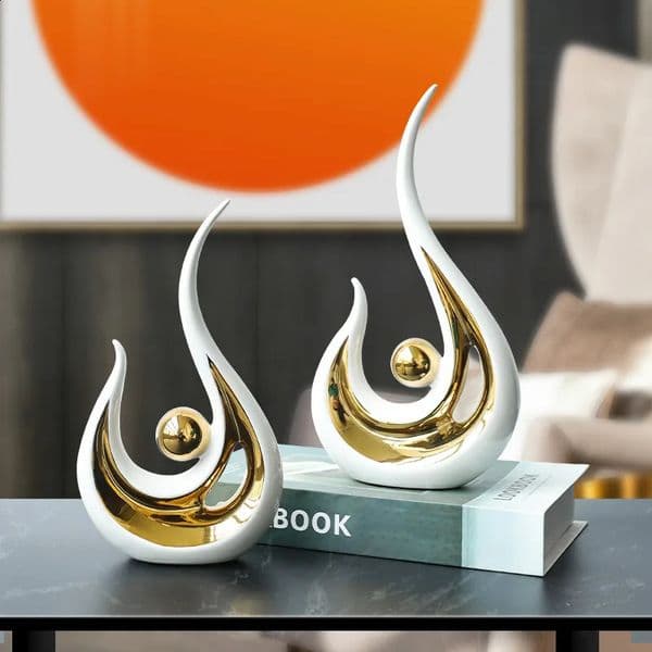 Nordic Abstract Ceramic Figurine Light Living Room Home Decoration Office Sculpture Decor Desk Accessories Craft Gift 260316