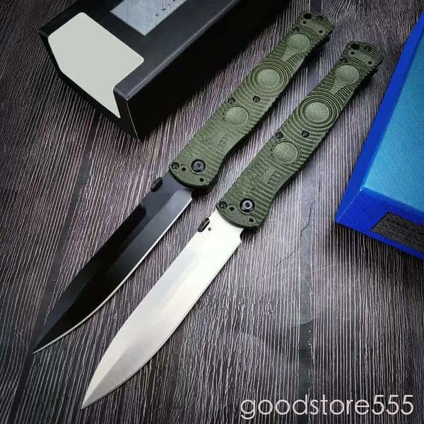 4Models 391 SOCP Folding Knife 4.56 D2 couteau Black Cerakote Spear Point Plain Blade, fixed blade knife pocket knife CF-Elite Handles - 391BK