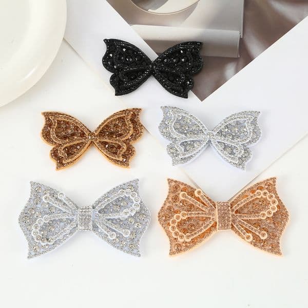Cross-border dazzling creative accessories, European and American jewelry, bow-shaped full-diamond accessory, light luxury high-end double-layer hair clip