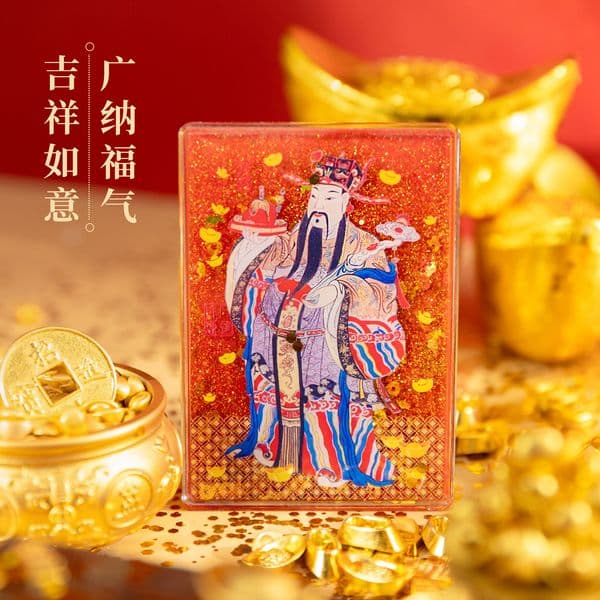 Bestseller 2025 New Year Festive Chinese Style Five-Way God of Wealth Wooden 3D Refrigerator Creative Decorative Magnets Wholesale ddmytues