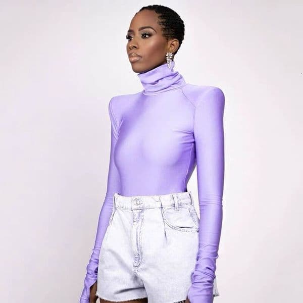 One-piece Bodysuit Solid Color High Neck Long Sleeve Padded Shoulder Tight High Elastic Sexy Hot Girl Guangzhou Trendy Womens Fashion