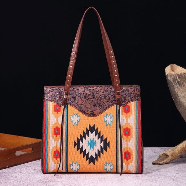 European and American Retro Cotton Linen Printed Western Women's Single Shoulder Bohemian Handbag Cross-Border Amazon Independent Station 3fd