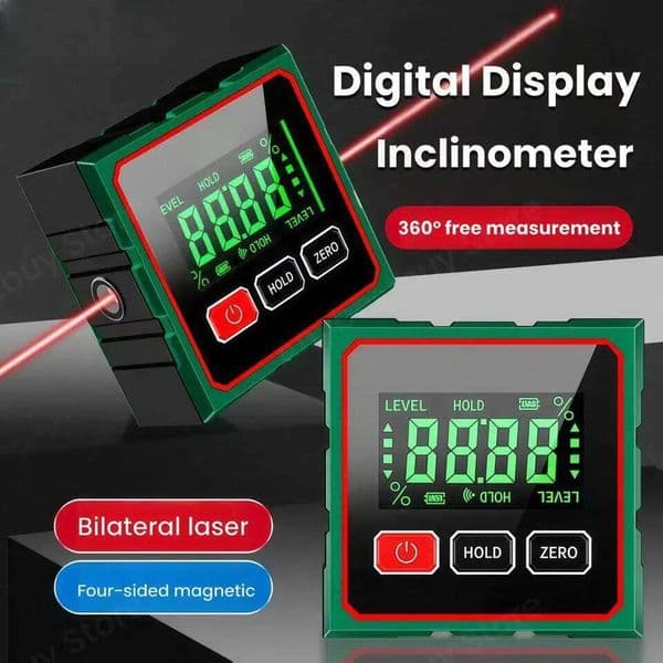 4-Sided Electronic Inclinometer Digital Display Tilt Angle Gauge Portable High-precision Measurement Laser Level Ruler 26H0318