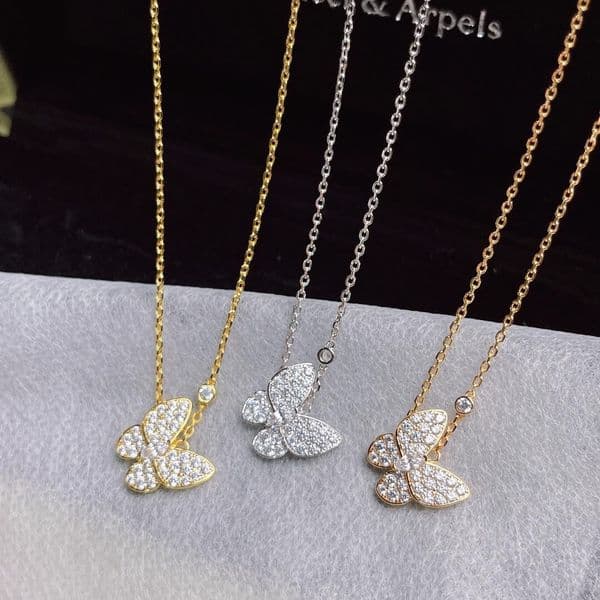 Jewelry Vanny cleef 18K Rose Gold Butterfly White Mother-of-Pearl Collarbone Necklace for Women Simple and Elegant Four-Leaf Clover Necklace Valentines Gift