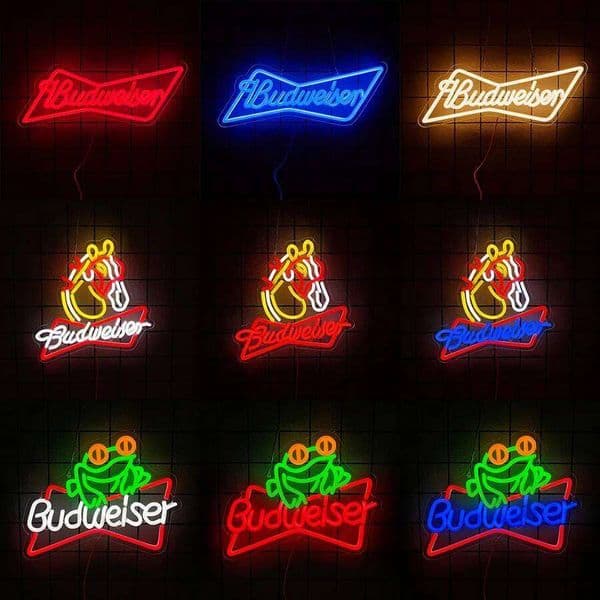 Budweiser Sign Decor,Beer LED Neon Light Man Cave Wall Art,USB Powered for Home Bar Bistro Party Club Gift 26Y0317