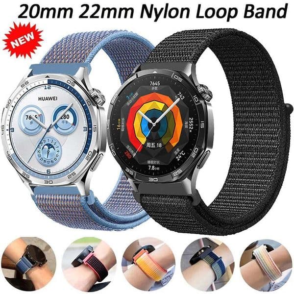 22mm 20mm Nylon Strap Huawei GT5/4/GT5 2 46mm Breathable Belt for Samsung Watch 7 6 Classic 5 Pro 4 3 Band