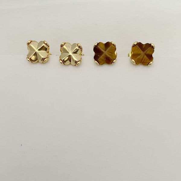Designer Real 18K Gold Plated Stud Four Leaf Clover Earrings Jewelries Stamp Letter KS Gift New York With Free Dust Bag EH2409