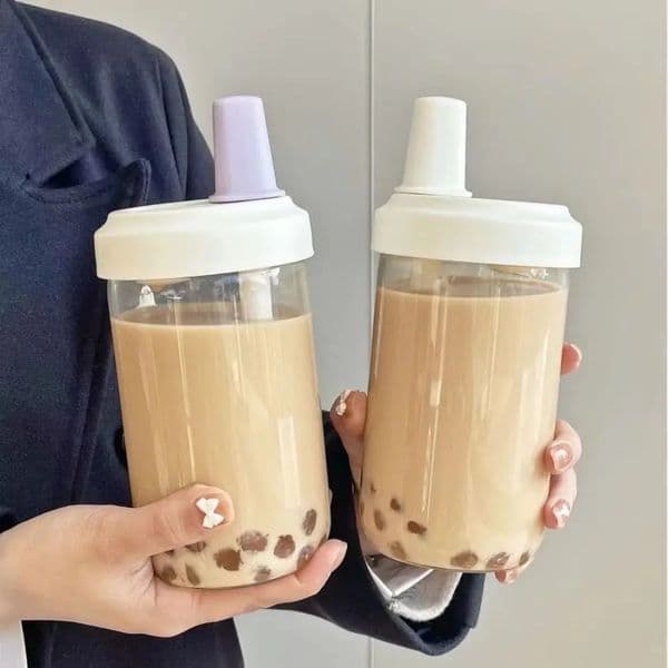 500/850ml Water Bottles Straw Cup Juice Milk Plastic Cup with Lid Straw Bubble Tea Coffee Cups Large Capacity Drinkware 260316