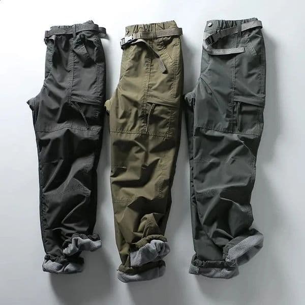 Tooling Pants Thick Waterproof Fleece Cargo Pants Men Women Winter Outdoor Multi-pockets Loose Straight Overall Long Trousers 260316BJ