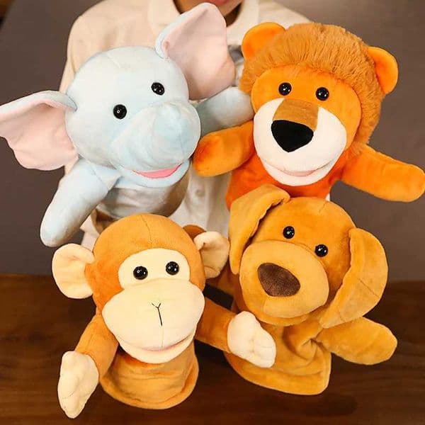 Cute Animal Hand Puppet Plush Elephant Dog Lion Cow Monkey Puppet For Kids Adult Pretend Playing DollsXJ260318
