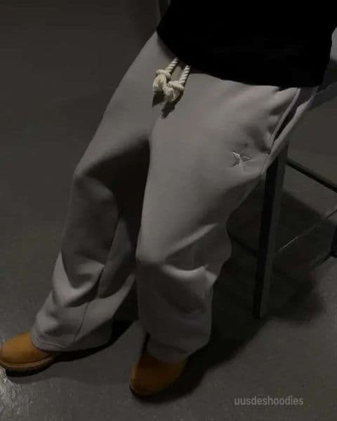 Men's Pants Solid Sweatpants Double Waisted Embroidered Pattern Streetwear Men Women Casual Baggy Unisex Wide Leg Joggers Men's Clothing