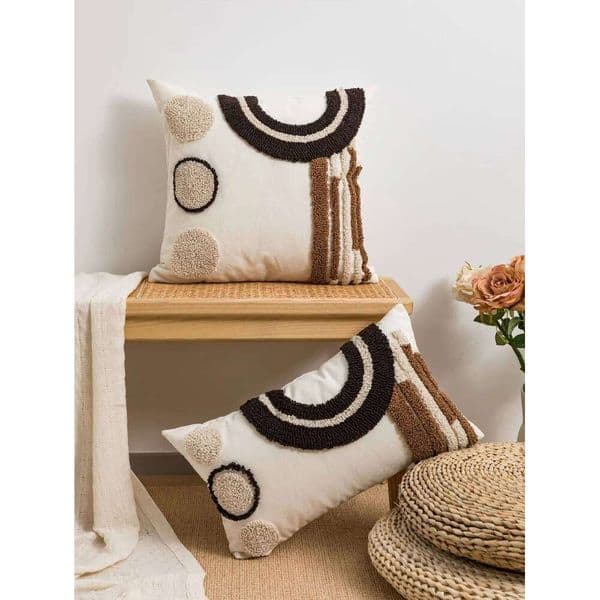 Nordic-style throw pillow covers with geometric semicircle patterns home use, suitable for bedrooms, living rooms and sofas. 26W0318