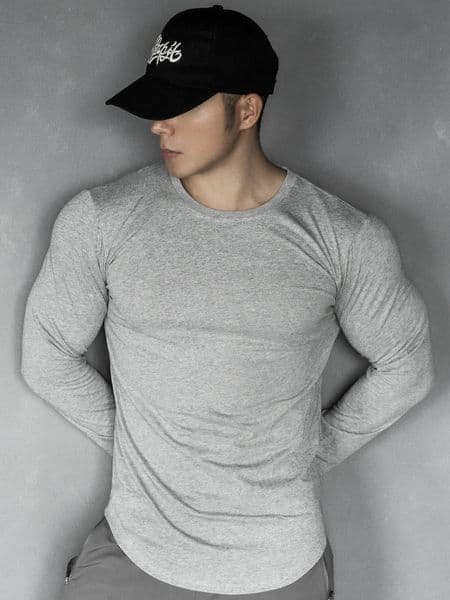 Muscle Spring And Autumn Male Sports Leisure Running Fitness Exercise Cotton Elastic Solid Color Long Sleeve Base T-Shirt 260318