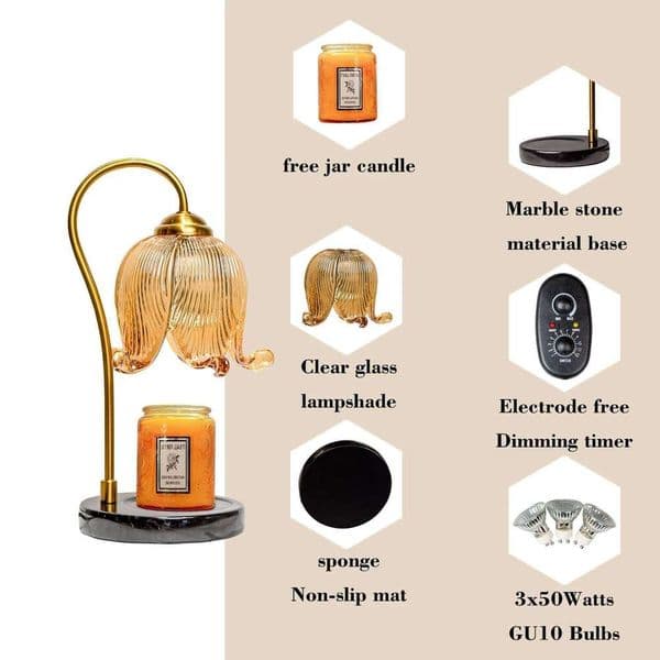 Tulip Flower Warm Candle French Retro Bedroom Bedside Fireless Fragrance Atmosphere Table Lamp 26H0317