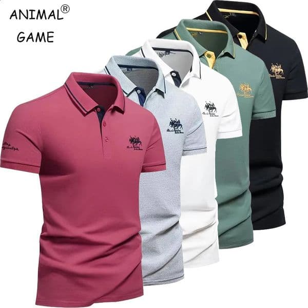 summer Mens Short Sleeve Embroidered Polo TShirt Lightweight Casual Streetwear Lapel Vintage Business tshirts 260318