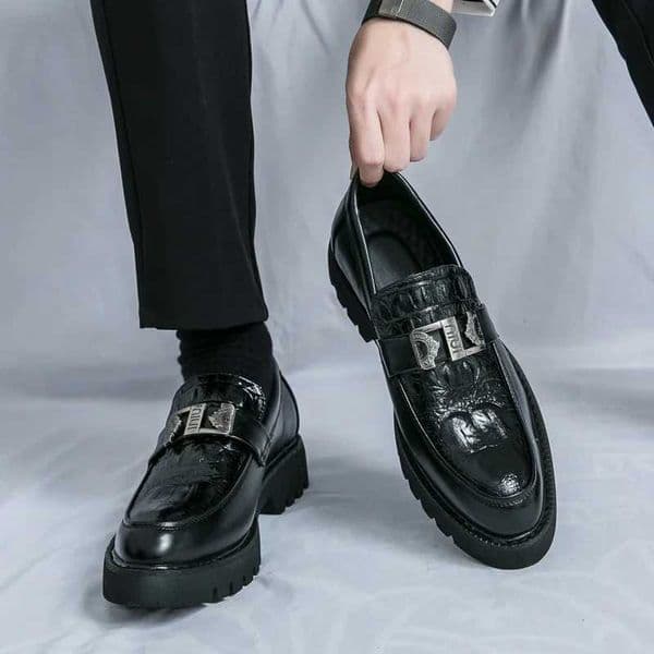 Mens Loafers Party Business Thick Soled Men Leather Shoes Dress Platform Shoes Comfortable Fashion New Casual Shoes for MenZ260317