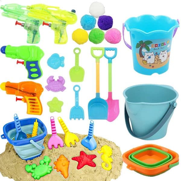 Summer Sand Digging Toys Seaside Folding Beach Bucket Water Gun Outdoor Entertainment Over 3 Years Old Kids Holiday Gifts TMZ 260312