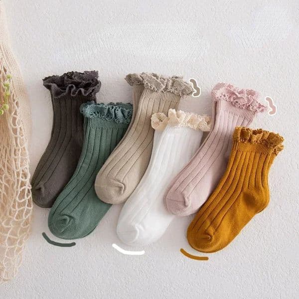 Autumn Winter Vintage Baby Girls Cotton Socks Solid Color Kids Childrens Socks Korean Japanese Cotton Sox 260313