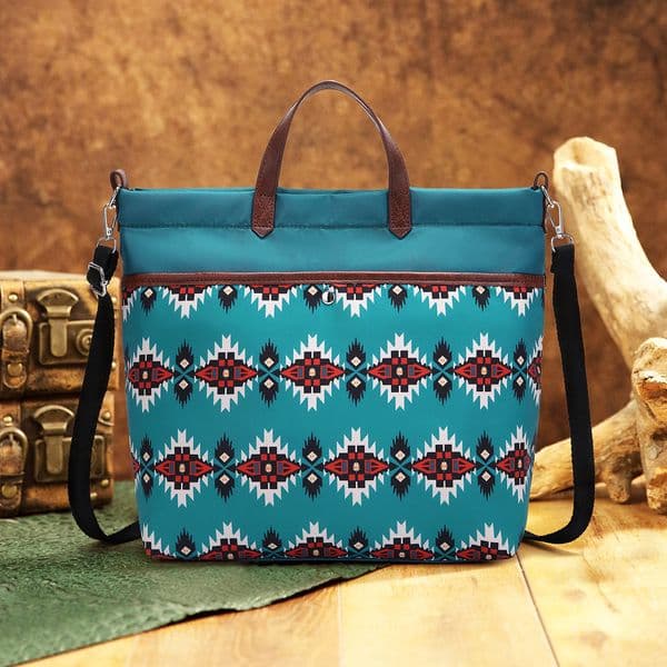 Cross-Border European and American Retro Amazon Twill Waterproof Fabric Handheld Crossbody Laptop Bag for Women Bohemian Aztec 390