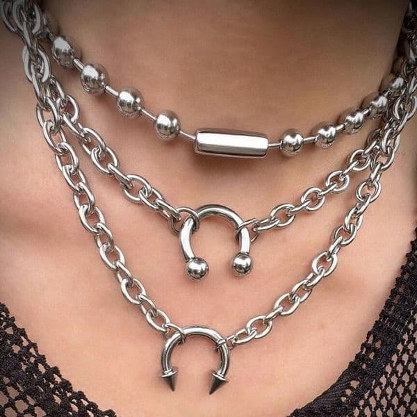 Pendant Wholesale Jewelry Hip-Hop Trend Niche Personality Punk Style Multi-Layer Design Necklace