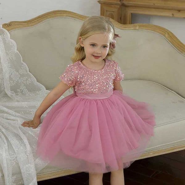 2024 Childrens Party Dress Girls Sparkling Fluffy Ball Dress Wedding Evening Elegant Childrens Birthday Princess Dress 4-10 Years Old W260318