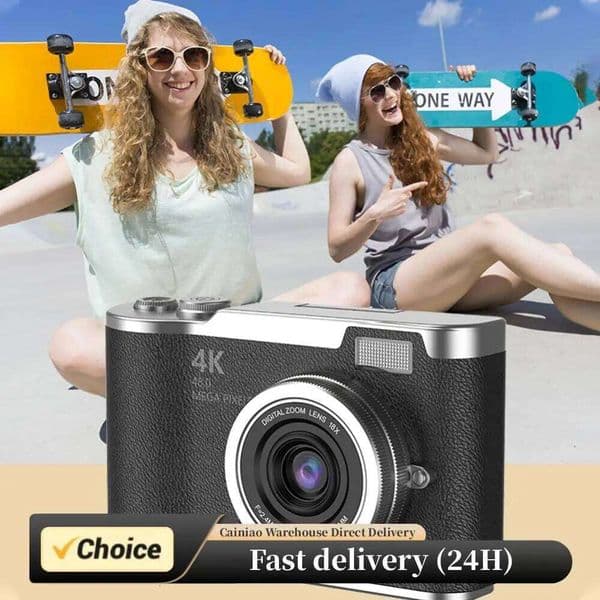 4K Digital 8X Zoom Portable CCD 180 Flip Screen Compact Small Camera Video Recorder for Teens Adult Beginner 26W0318