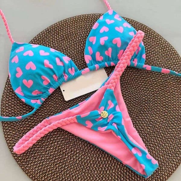 New Women's Bikini Split Print Swimwear Fashion G-string Beach Holiday 26Y0318