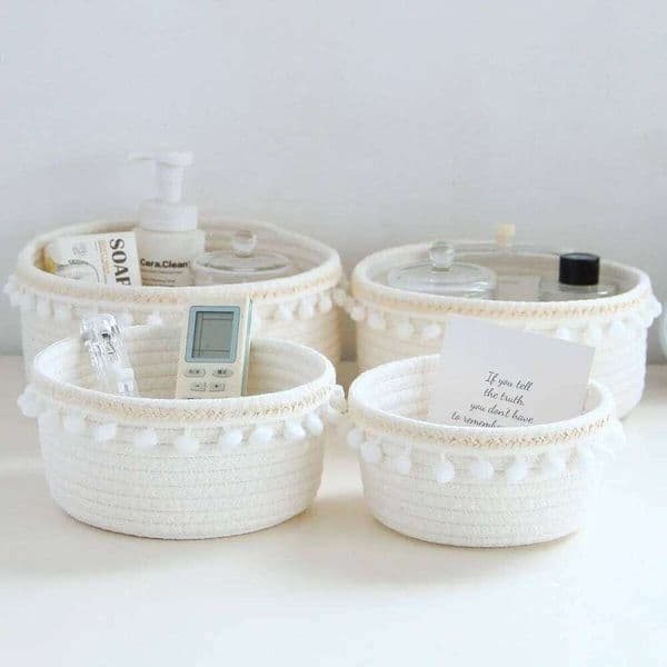 Multipurpose Woven Storage Basket Household Child Toy Sorting Pouch Desktop Cosmetic Sundries Deposit Organizer Accessories Item 26H0319