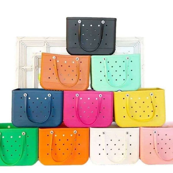 Fashion Large Beach Bag EVA Rubber Waterproof Storage Basket Travel Shopping Handbag Women Shoulder Solid Color M/L 26H0319