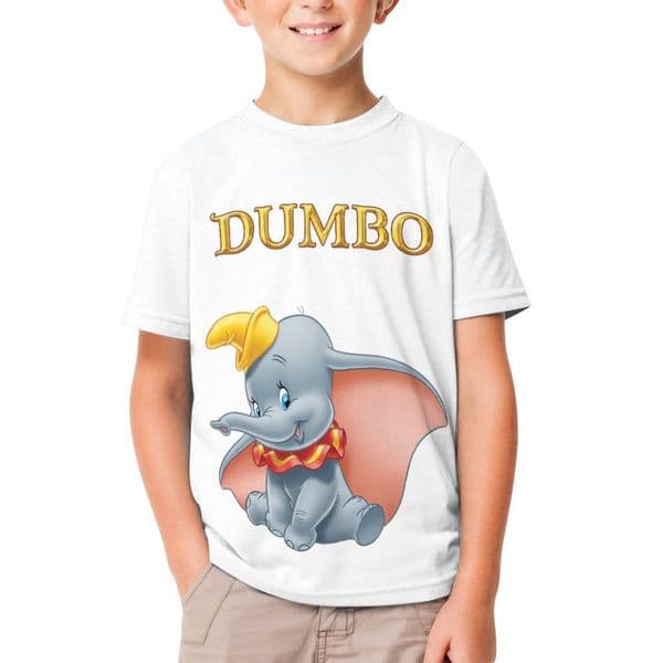 Dumbo Elephant T Shirt Disney Cartoon Boy Girl TShirts Short Sleeve Kid Tee T-shirt Breathable Soft Casual Cotton Print Crew Neck Children Top