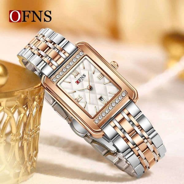 OFNS New 1557 Luxury Waterproof Diamond Pattern dial Calendar Business Women's Quartz Watch 2025