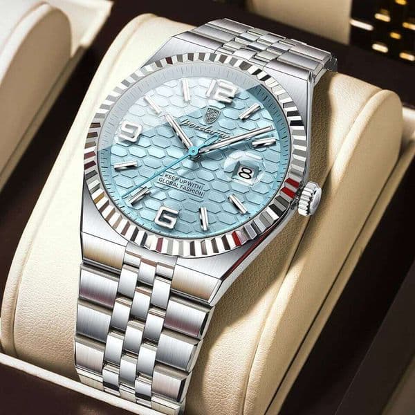 POEDAGAR High Quality Men Clock Waterproof Luminous Date Luxury Man Watch Stainless Steel Quartz Men's Watches Male+Box 26Y0319