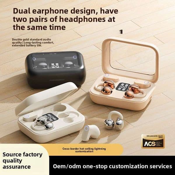 Open-Ear Bluetooth Earphones | Non-In-Ear Sports Ear-Clip Bone Conduction Long Battery Life Wireless Factory Direct