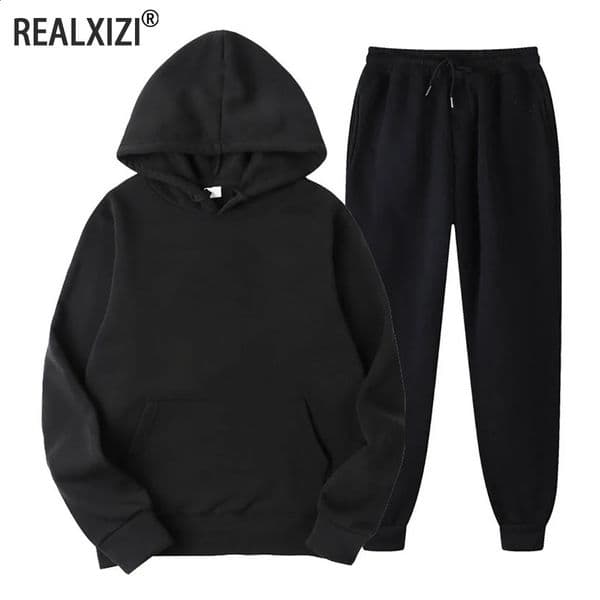 Men Tracksuit 2 Pieces Sets Hooded Sweatshirt Drawstring Pants Male Hoodies Running Sportswear Women Autumn Sportwear 260227