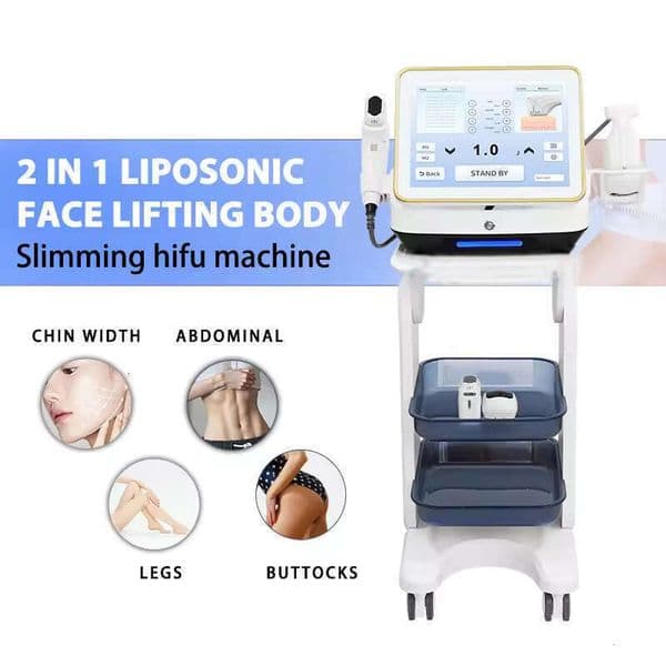 2-In-1 HIFU 10D Device Face Lift Ultrasound Anti-Wrinkle Removal Liposonic Body Slimming Abdominal Firming