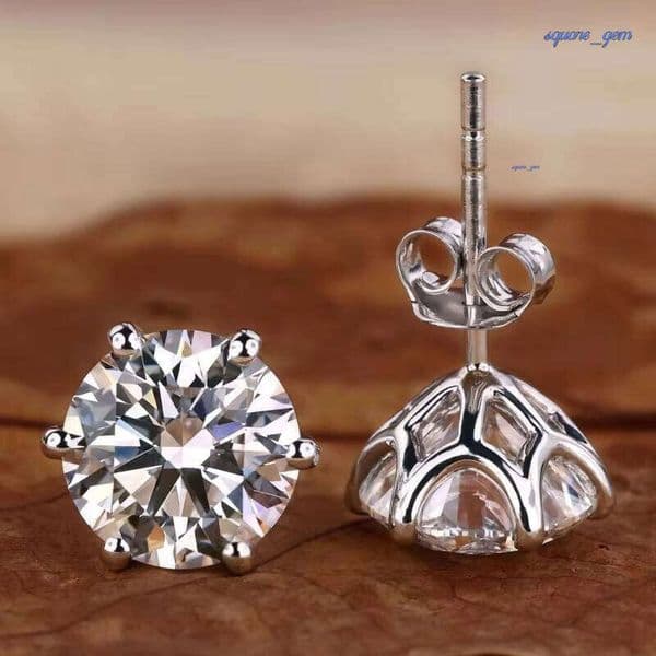 Igi Gia Certified HPHT CVD Vvs1 Lab Grown Created Diamond 14K 18K Solid Gold Earrings Studs Six Prong Screw Back Stud 1 2 3 Ct