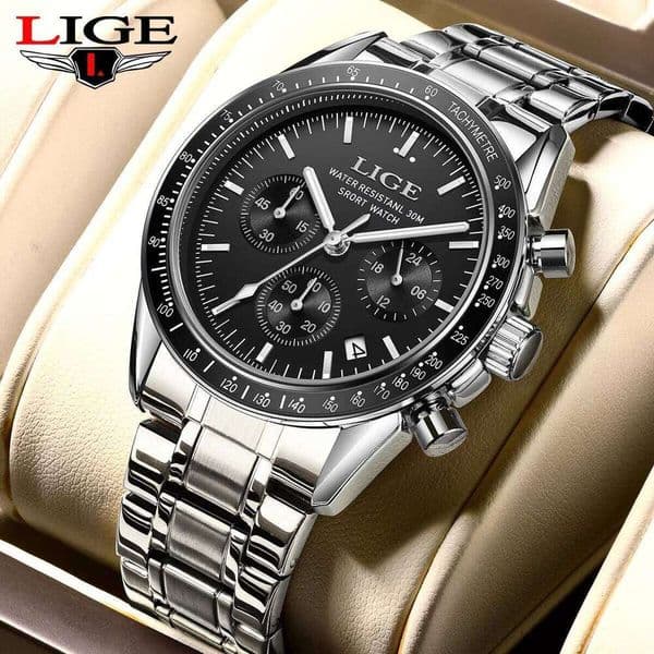LIGE Watches Fashion Luminous Calendar Business Quartz Men Top Brand Luxury Sport Waterproof Stainless Steel Man Watch